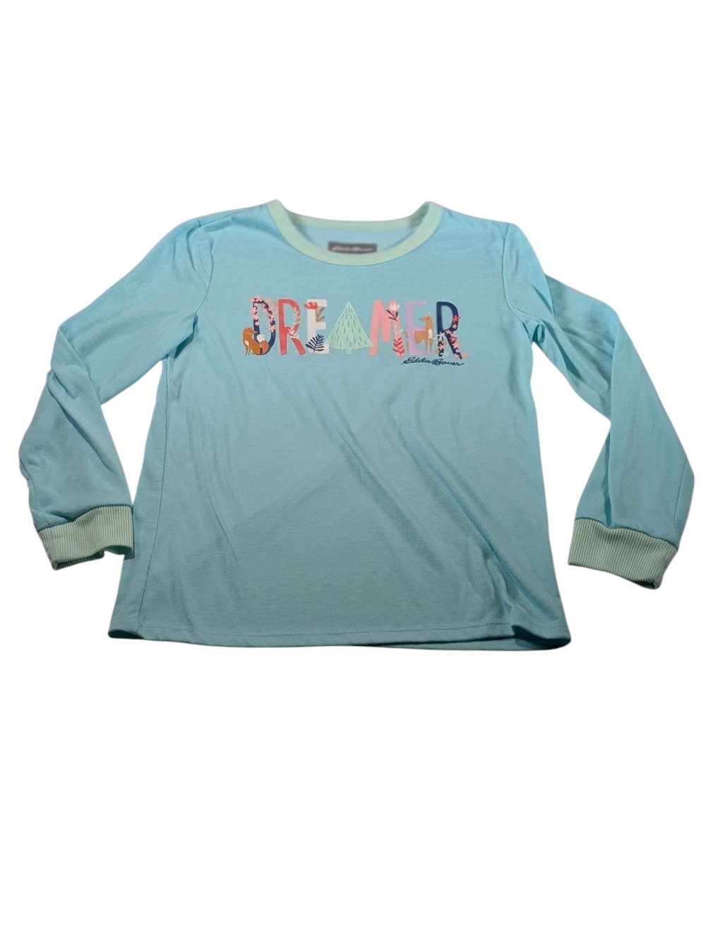 Eddie Bauer Light Blue/ Mint Green Dreamer PJ Pajama Shirt Top Size Med